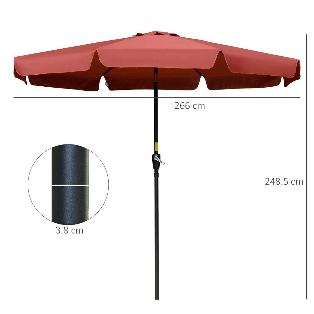 Outsunny 2.66m Patio Umbrella Garden Parasol Wine Red - Uncategorized Parasol