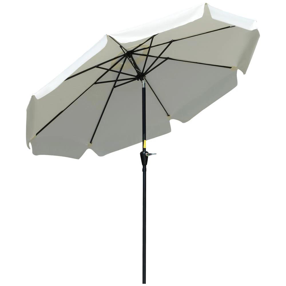 Outsunny 2.66m Patio Umbrella Parasol Outdoor Cream White - Uncategorized Parasol