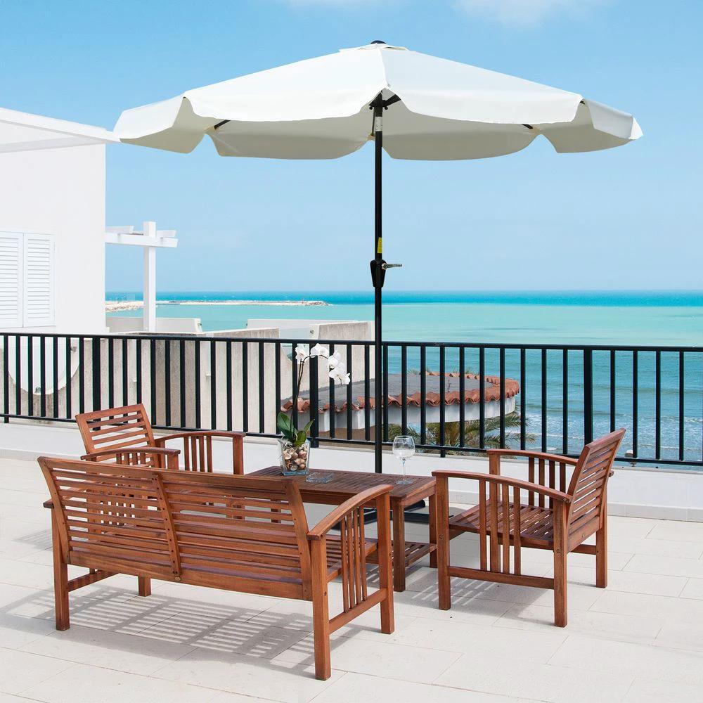 Outsunny 2.66m Patio Umbrella Parasol Outdoor Cream White - Uncategorized Parasol