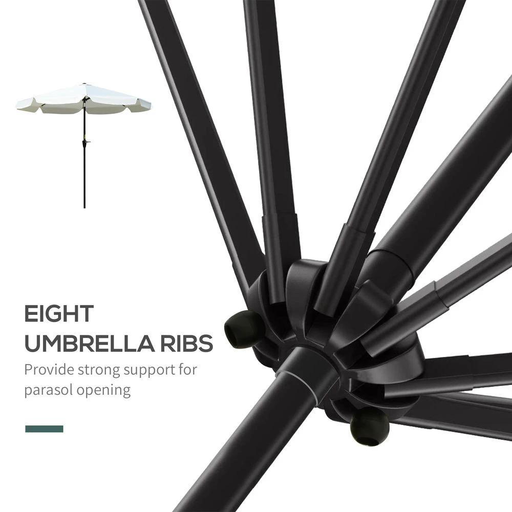 Outsunny 2.66m Patio Umbrella Parasol Outdoor Cream White - Uncategorized Parasol