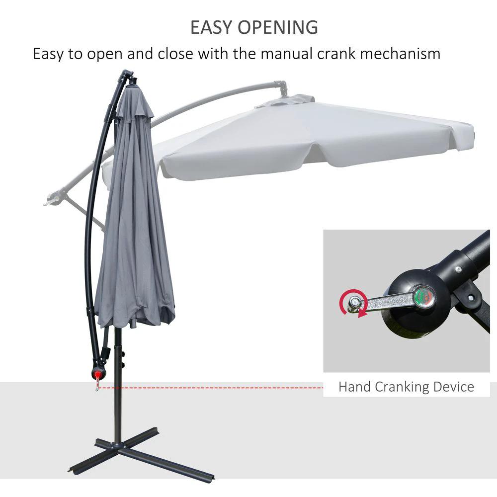2.7m Banana Parasol Cantilever Umbrella with Crank Dark Grey by Outsunny
