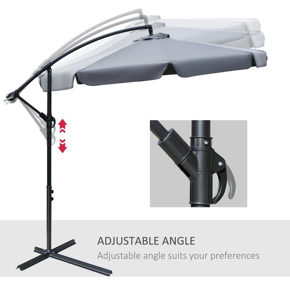2.7m Banana Parasol Cantilever Umbrella with Crank Dark Grey by Outsunny