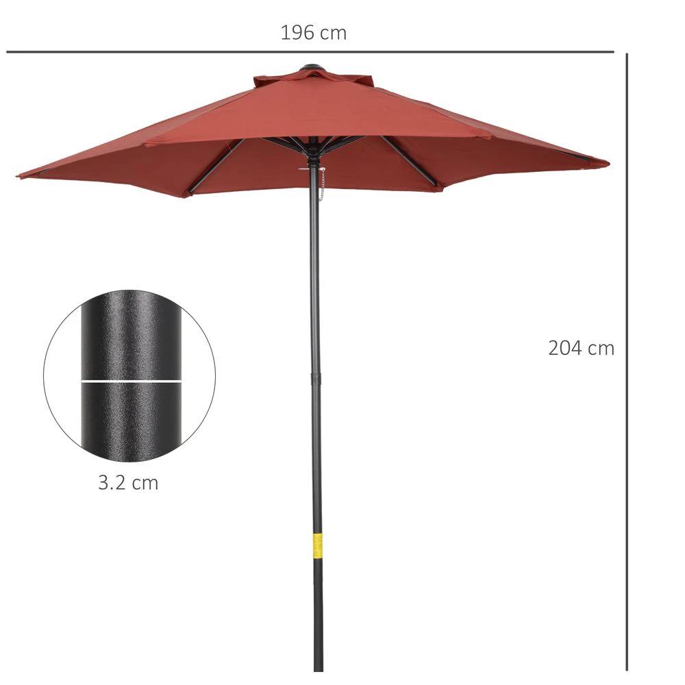 2m Parasol Patio Umbrella, Wine Red by Outsunny