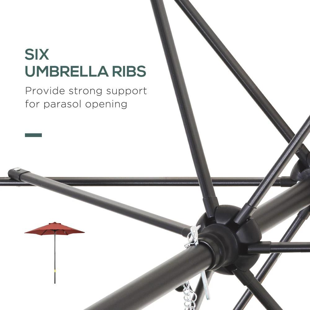 2m Parasol Patio Umbrella, Wine Red by Outsunny