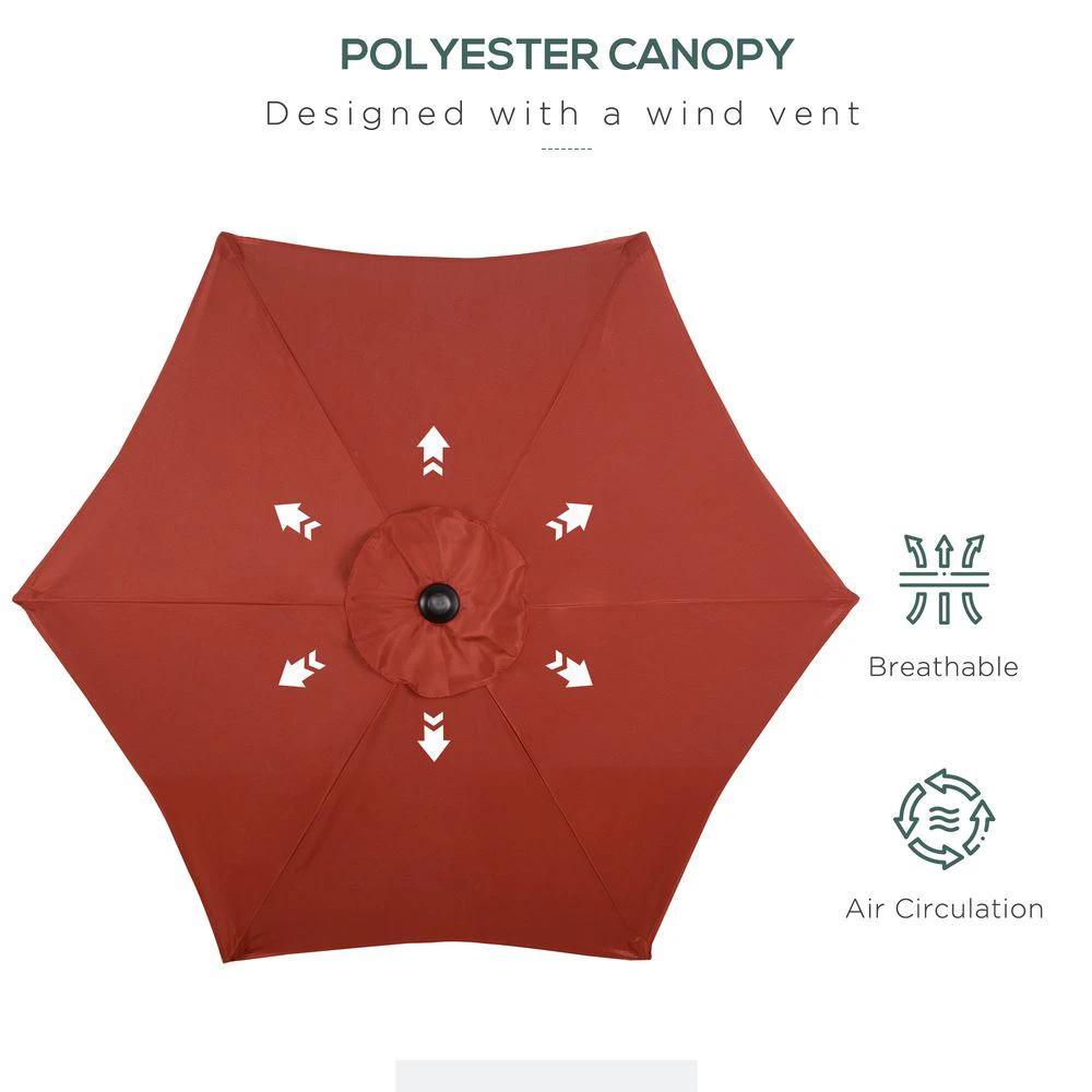 2m Parasol Patio Umbrella, Wine Red by Outsunny