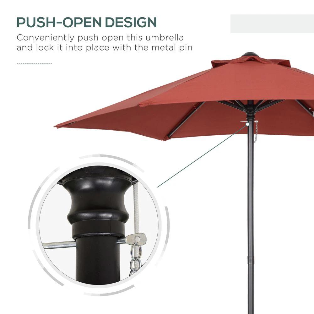 2m Parasol Patio Umbrella, Wine Red by Outsunny