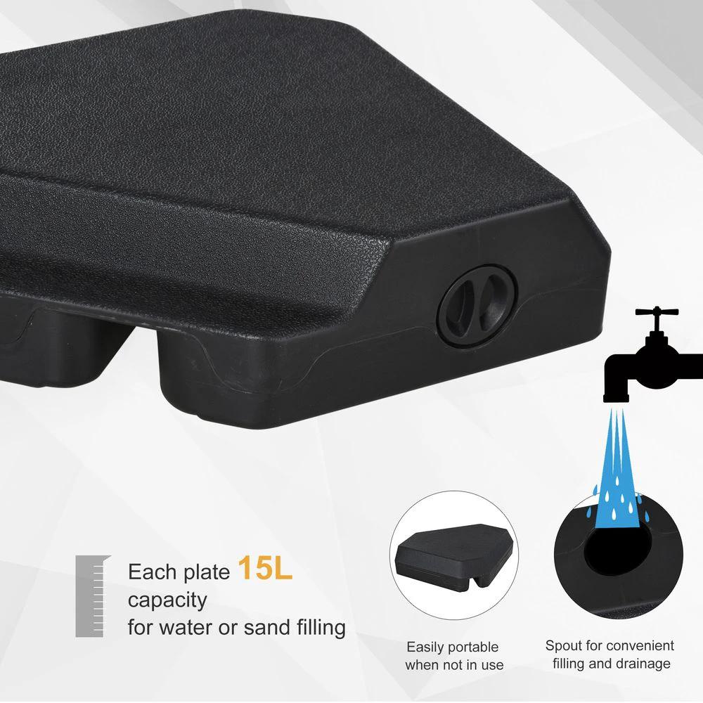 Outsunny HDPE 4-Part Fillable Parasol Base Black - Uncategorized Parasol