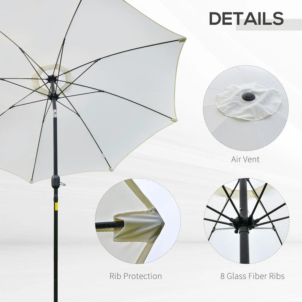 Outsunny 2.6M Umbrella Parasol-Cream White by Outsunny
