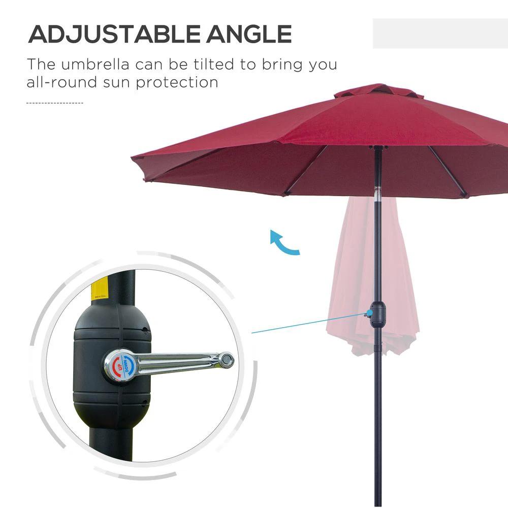 Outsunny 2.6M Umbrella Parasol-Red by Outsunny
