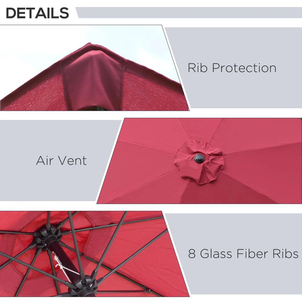 Outsunny 2.6M Umbrella Parasol-Red by Outsunny