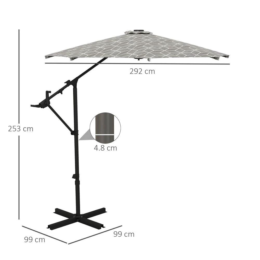 Outsunny 2-in-1 Cantilever Parasol and Market Parasol with 360° Rotation by Outsunny