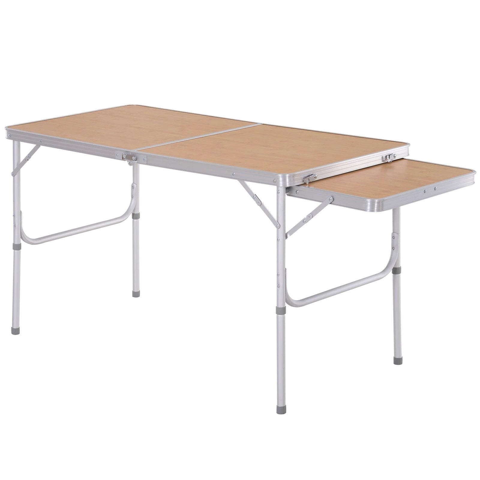 Outsunny Outsunny 3ft Aluminium Picnic Table w/Side Desktop Outdoor BBQ Party Portable - Picnic Tables