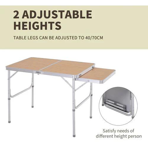 Outsunny 3ft Aluminium Picnic Table w/Side Desktop Outdoor BBQ Party Portable by Outsunny