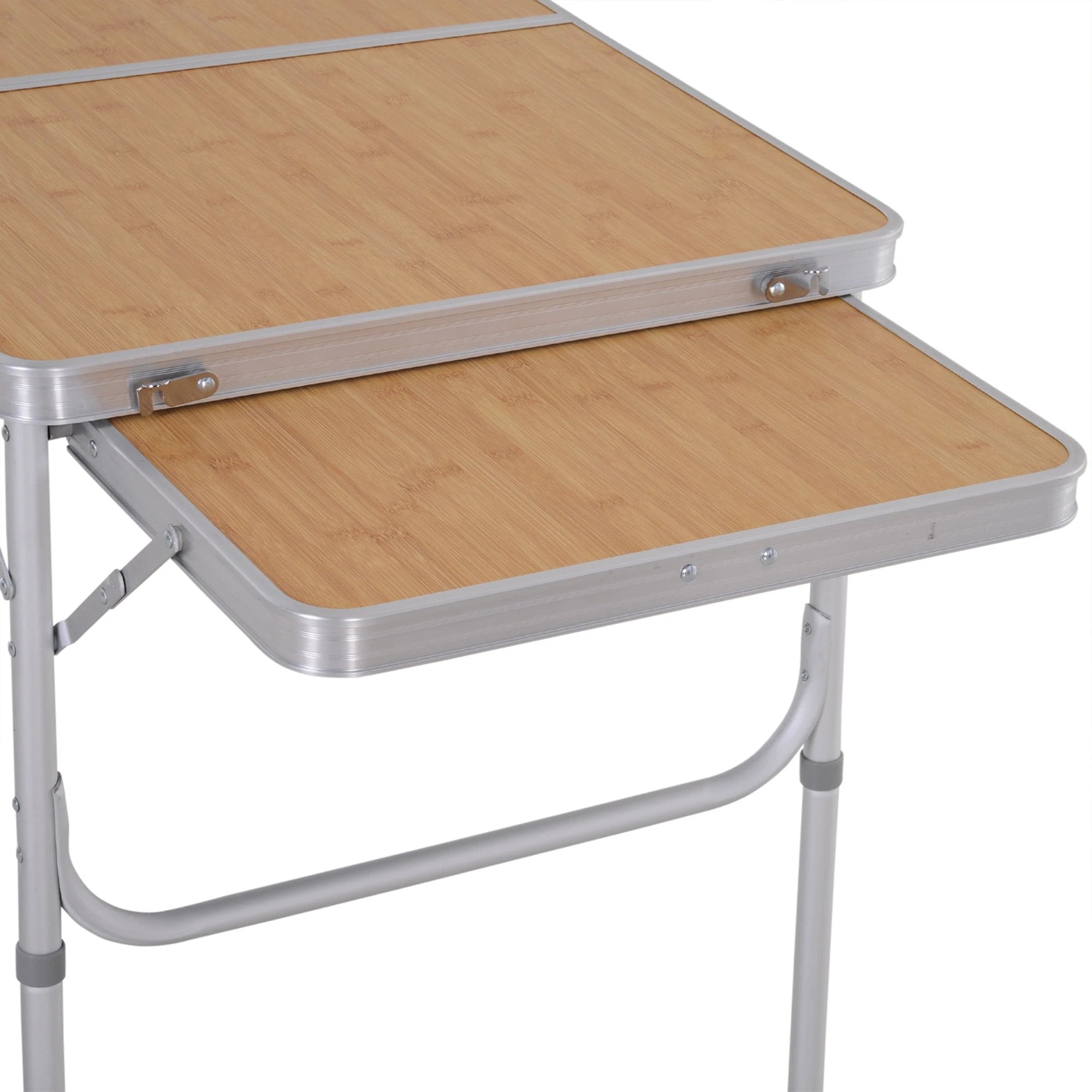 Outsunny Outsunny 3ft Aluminium Picnic Table w/Side Desktop Outdoor BBQ Party Portable - Picnic Tables