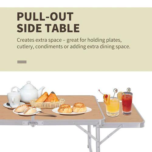 Outsunny 3ft Aluminium Picnic Table w/Side Desktop Outdoor BBQ Party Portable by Outsunny