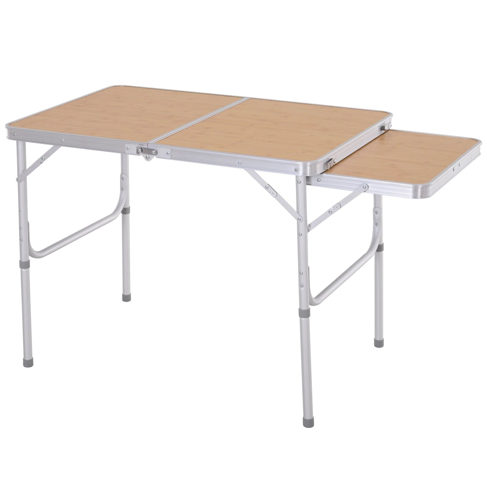 Outsunny Outsunny 3ft Aluminium Picnic Table w/Side Desktop Outdoor BBQ Party Portable - Picnic Tables