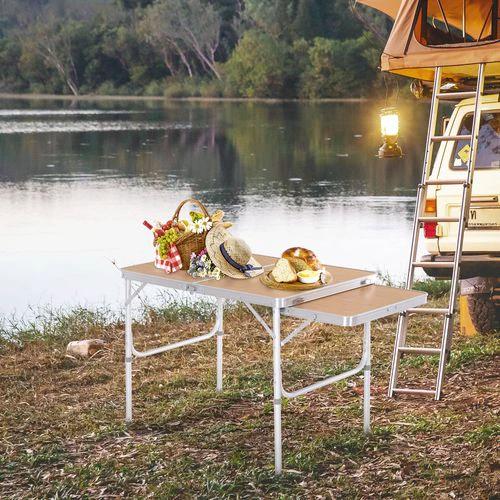 Outsunny 3ft Aluminium Picnic Table w/Side Desktop Outdoor BBQ Party Portable by Outsunny