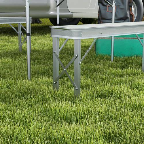 Outsunny Camping Picnic Table and 2 Benches Folding Aluminium Garden Table Set by Outsunny