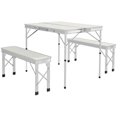 Outsunny Outsunny Camping Picnic Table and 2 Benches Folding Aluminium Garden Table Set - Picnic Tables