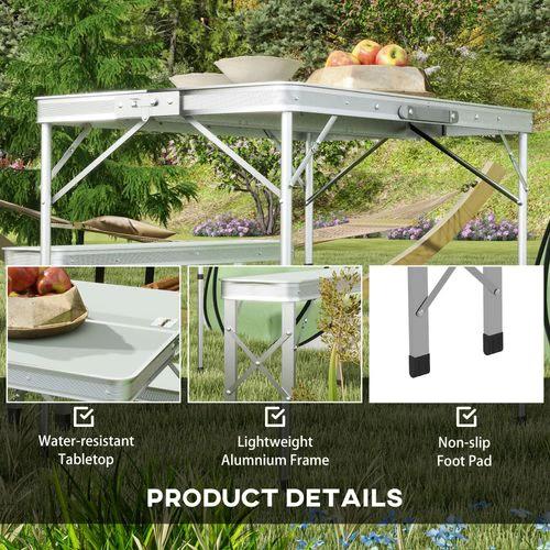 Outsunny Outsunny Camping Picnic Table and 2 Benches Folding Aluminium Garden Table Set - Picnic Tables