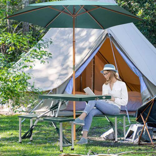 Picnic Table Chair Set 4 Seat Aluminium PP W/ 2.7cm Umbrella Hole by Outsunny
