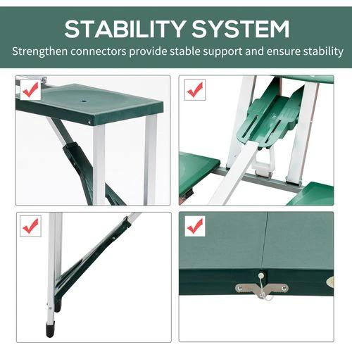 Picnic Table Chair Set 4 Seat Aluminium PP W/ 2.7cm Umbrella Hole by Outsunny