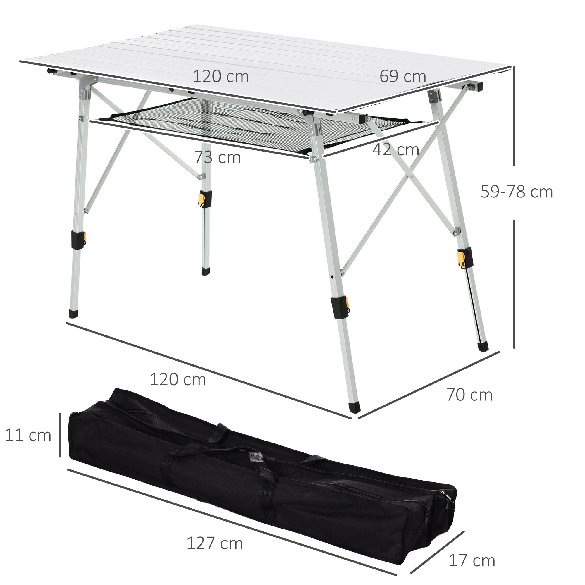 Portable Roll-up Aluminium Folding Picnic Table Outdoor BBQ Party by Outsunny