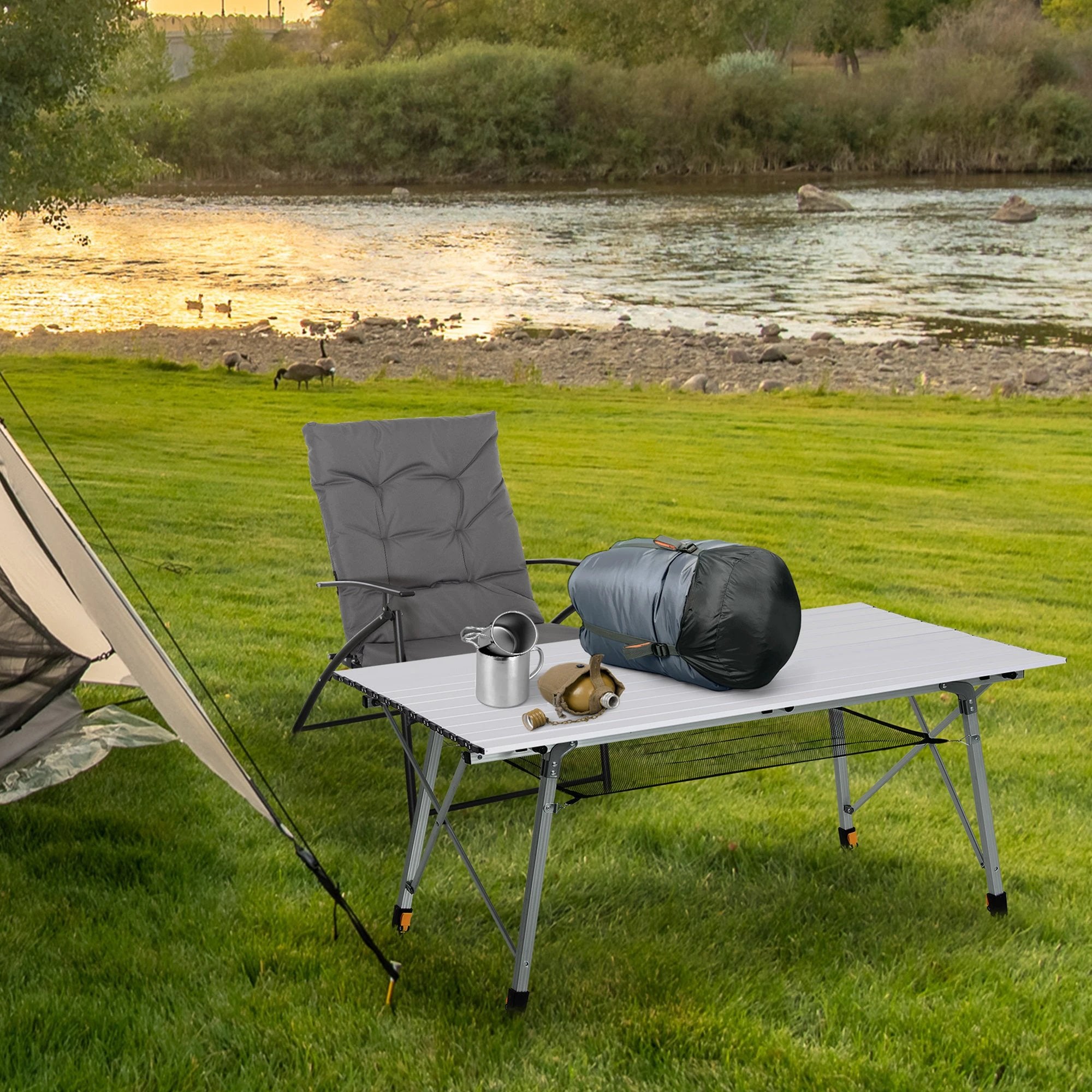 Portable Roll-up Aluminium Folding Picnic Table Outdoor BBQ Party by Outsunny