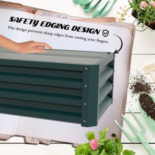 Outsunny Outdoor Planter Box, Steel Raised Garden Bed, Set of 2, Green by Outsunny