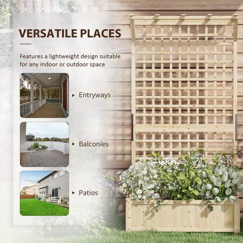 Outsunny Outsunny Wood Planter with Trellis for Climbing Plants Vines Planter Box Natural - Planters