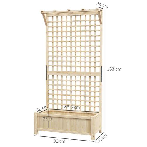 Outsunny Outsunny Wood Planter with Trellis for Climbing Plants Vines Planter Box Natural - Planters