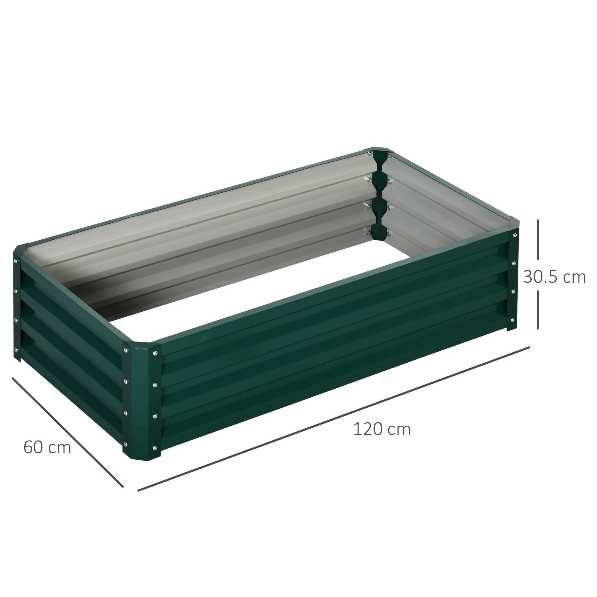 Raised Garden Bed Steel Planter Growing Box for Vegetables Flowers Green by Outsunny