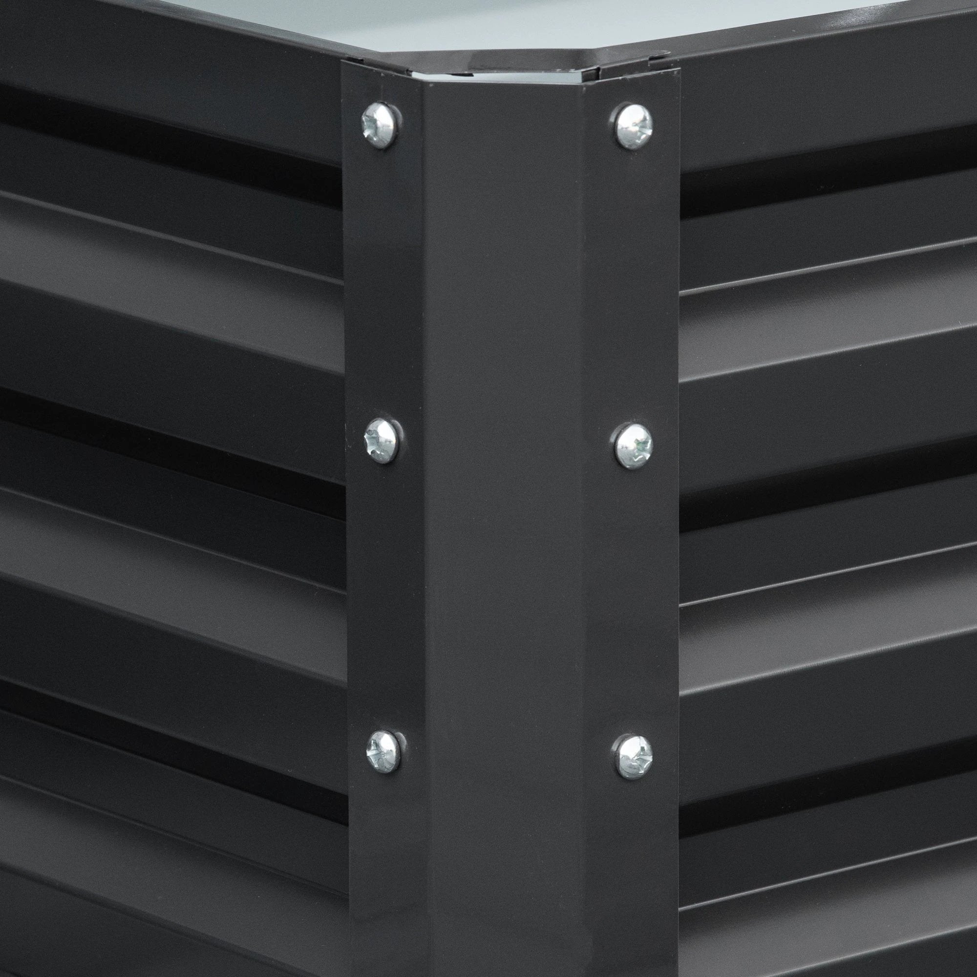 Outsunny Raised Garden Bed Steel Planter Growing Box for Vegetables Flowers Grey - Planters