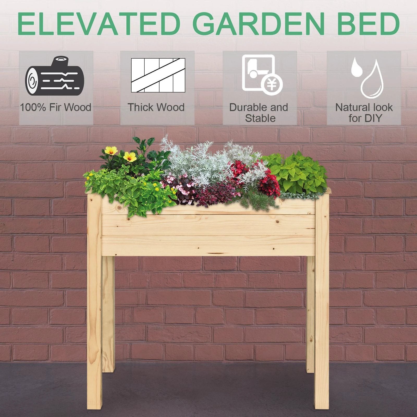 Raised Wood Garden Bed Planter by Outsunny