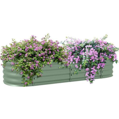 Outsunny Galvanised Raised Garden Bed Planter Box with Safety Edging, Green by Outsunny
