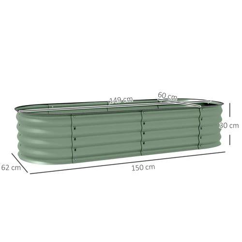 Outsunny Galvanised Raised Garden Bed Planter Box with Safety Edging, Green by Outsunny