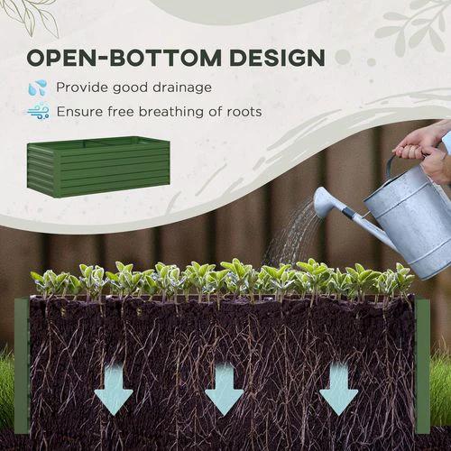 Outsunny Galvanised Steel Outdoor Raised Bed w/ Reinforced Rods, Green by Outsunny