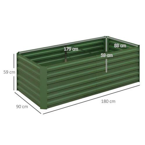 Outsunny Galvanised Steel Outdoor Raised Bed w/ Reinforced Rods, Green by Outsunny
