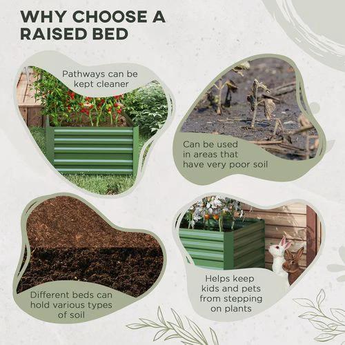 Outsunny Galvanised Steel Outdoor Raised Bed w/ Reinforced Rods, Green by Outsunny