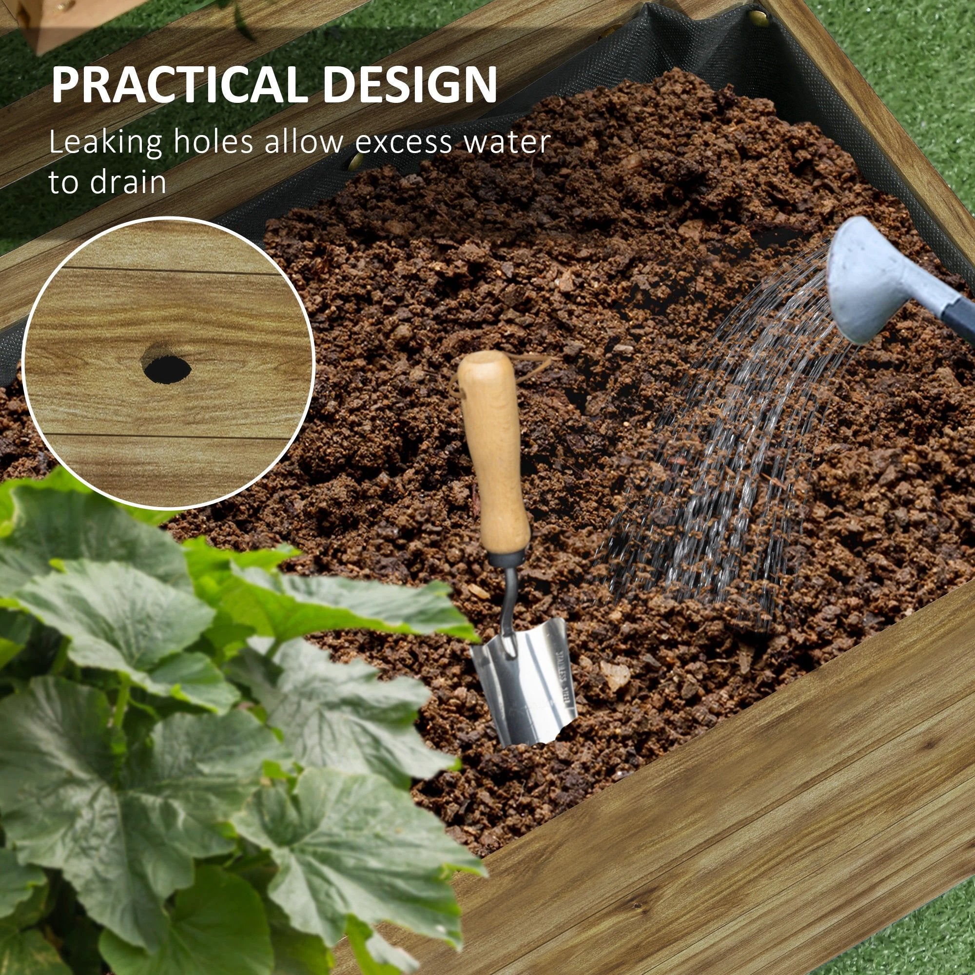 Outsunny Outsunny Garden Wooden Trellis Planter Box Raised Bed w/ 4 Wheels, Natural - Raised Beds