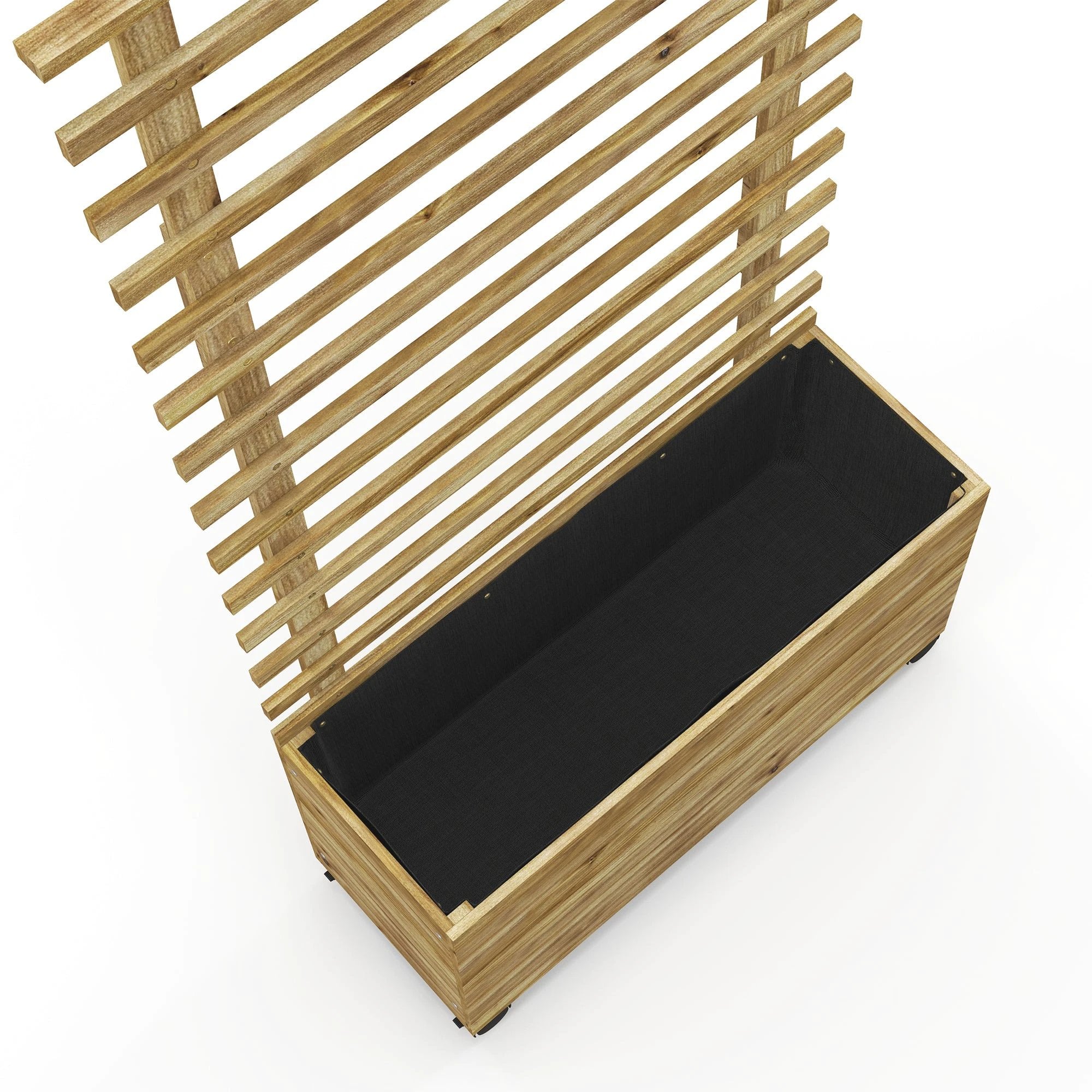Outsunny Outsunny Garden Wooden Trellis Planter Box Raised Bed w/ 4 Wheels, Natural - Raised Beds