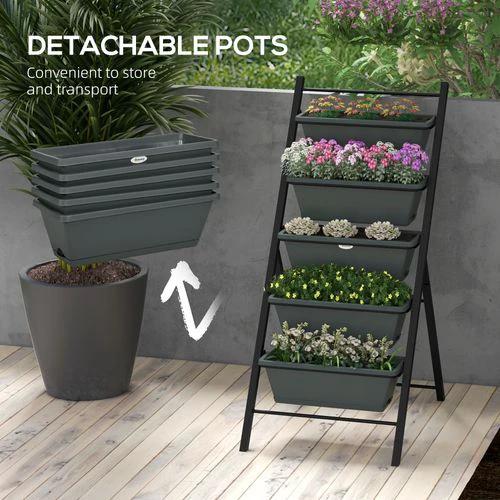 Outsunny Outsunny Indoor Outdoor Vertical Raised Garden Bed with 5 Removable Tray - Raised Beds