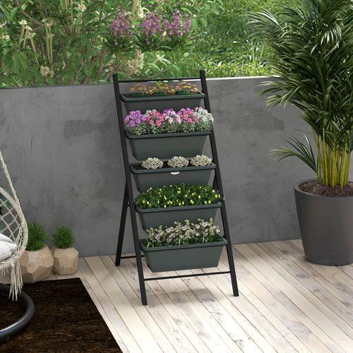 Outsunny Outsunny Indoor Outdoor Vertical Raised Garden Bed with 5 Removable Tray - Raised Beds