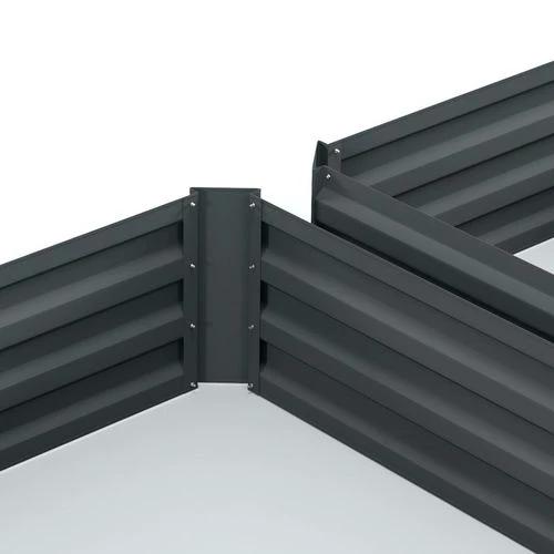 Outsunny Outsunny Set of 2 Raised Garden Bed Galvanised Planter Box Easy Setup Dark Grey - Raised Beds