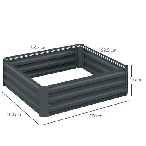 Outsunny Outsunny Set of 2 Raised Garden Bed Galvanised Planter Box Easy Setup Dark Grey - Raised Beds
