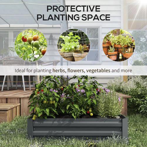 Outsunny Outsunny Set of 2 Raised Garden Bed Galvanised Planter Box Easy Setup Dark Grey - Raised Beds