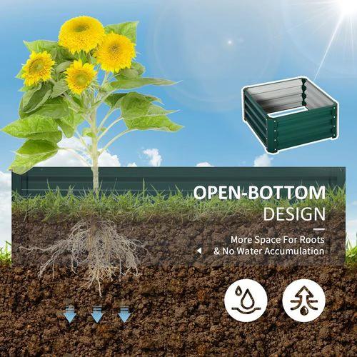 Outsunny Set of 2 Raised Garden Bed Galvanised Planter Box Easy Setup Green by Outsunny