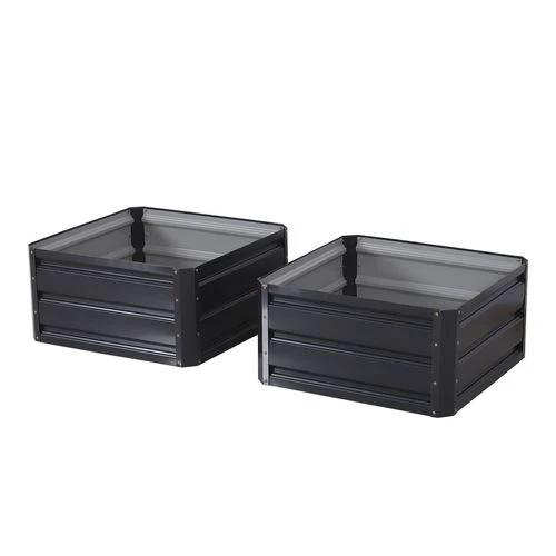 Outsunny Outsunny Set of 2 Raised Garden Bed Galvanised Planter Box Easy Setup Grey - Raised Beds