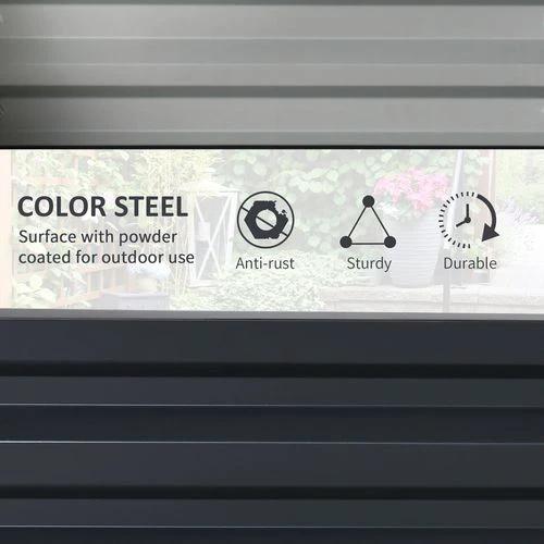 Outsunny Outsunny Set of 2 Raised Garden Bed Galvanised Planter Box Easy Setup Grey - Raised Beds
