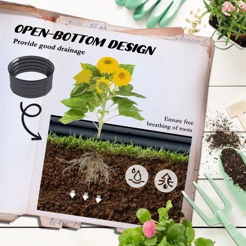 Outsunny Outsunny Set of 2 Raised Garden Bed Metal Planter Box with Safety Edging, Grey - Raised Beds
